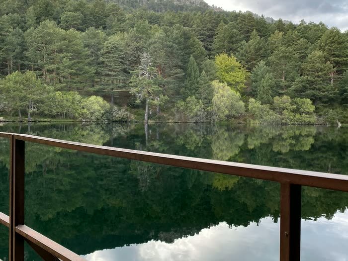 El embalse de La Barranca con el pinar reflejado